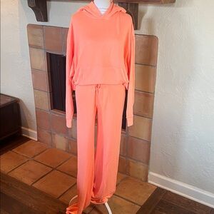 Skims Neon Orange Light French Terry Hoodie/Pants Set, size 2X